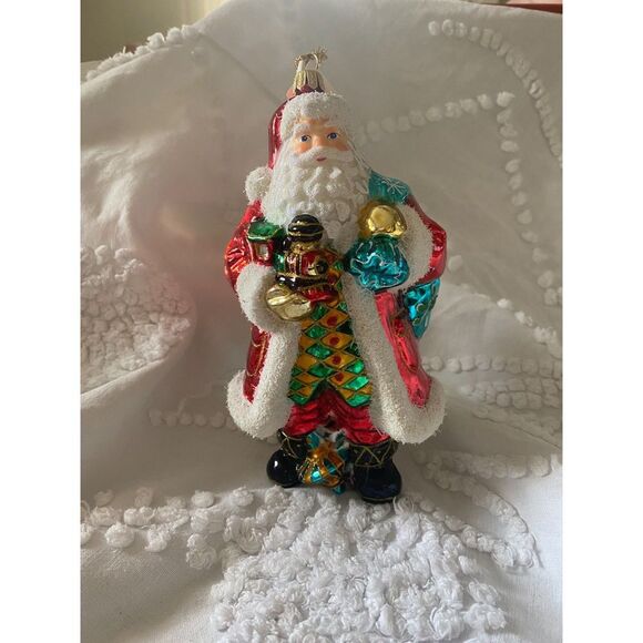 Kurt S Adler Polonaise Hand Blown Santa with Locomotive NWT